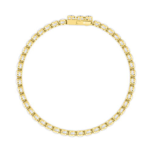 Cassia round bezel tennis lab grown diamond bracelet in yellow gold - view 3