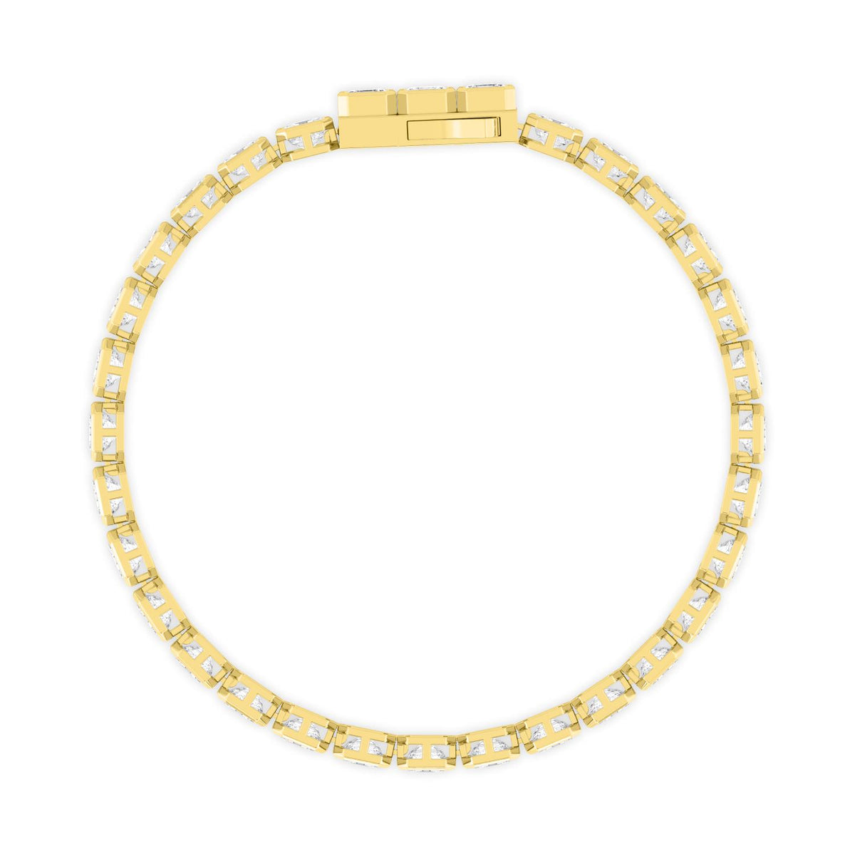 Cecilia asscher bezel tennis lab grown diamond bracelet in yellow gold - view 3
