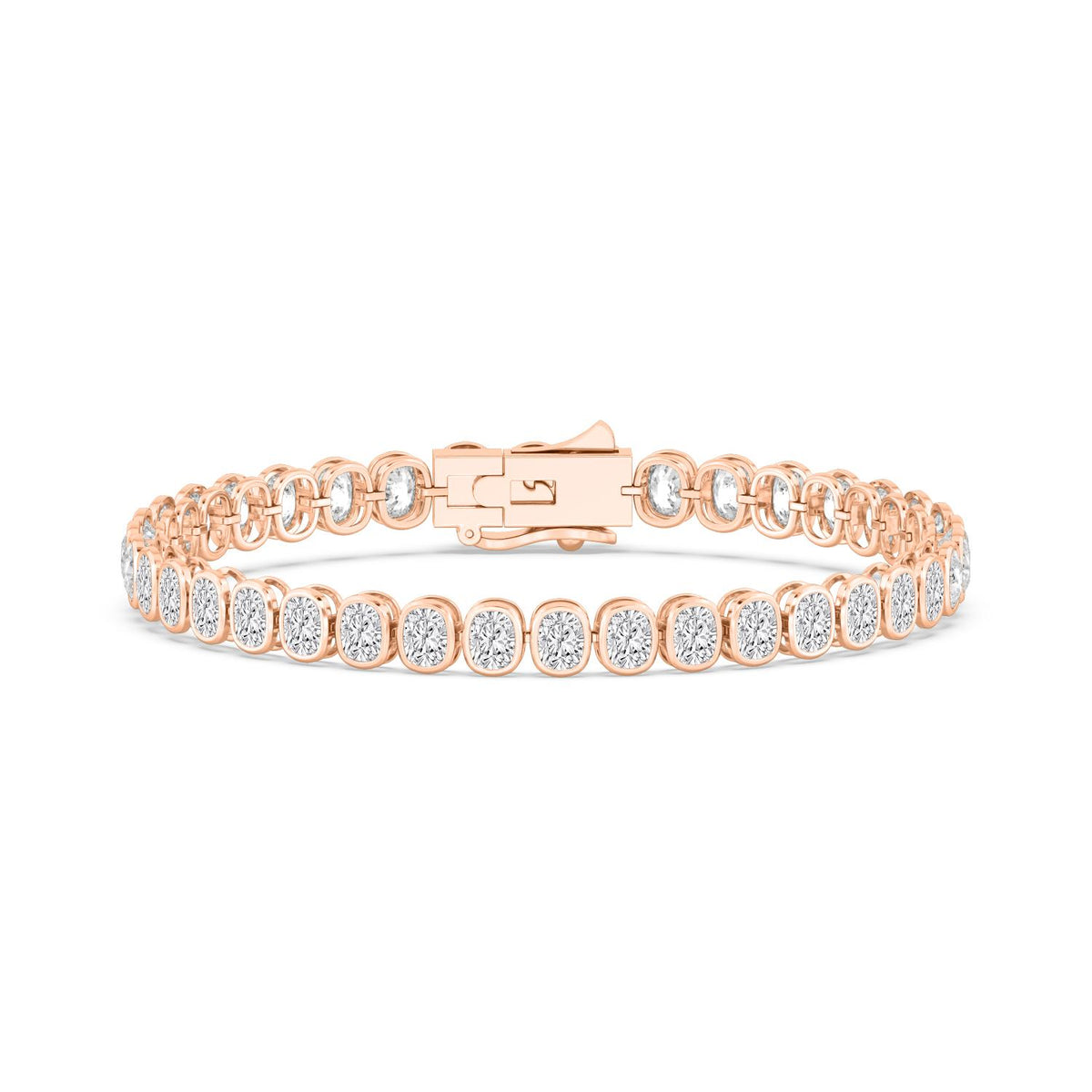 Celia cushion bezel tennis lab grown diamond bracelet in rose gold - view 1
