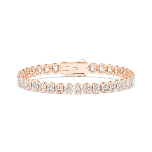 Celia cushion bezel tennis lab grown diamond bracelet in rose gold - view 1