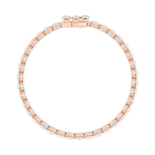 Celia cushion bezel tennis lab grown diamond bracelet in rose gold - view 3