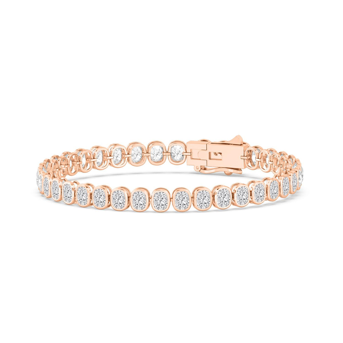 Celia cushion bezel tennis lab grown diamond bracelet in rose gold - view 5