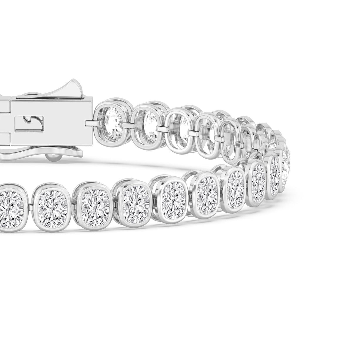 Celia cushion bezel tennis lab grown diamond bracelet in white gold - view 4