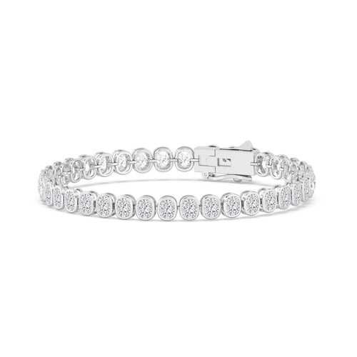 Celia cushion bezel tennis lab grown diamond bracelet in white gold - view 5