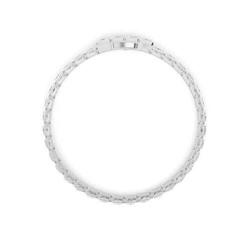 Cerise east-west emerald bezel tennis lab grown diamond bracelet in white gold - view 3