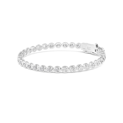 Chiara east-west oval bezel tennis lab grown diamond bracelet in white gold - view 5