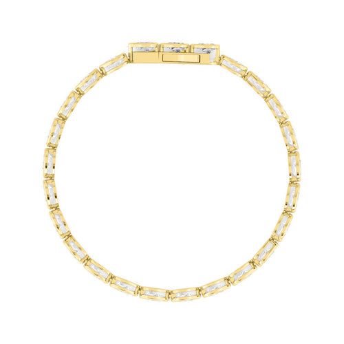 Chloe east-west pear bezel tennis lab grown diamond bracelet in yellow gold - view 3