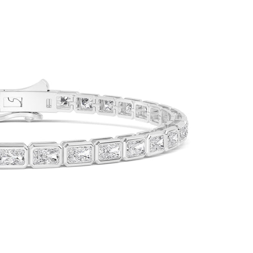 Clarissa east-west radiant bezel tennis lab grown diamond bracelet in white gold - view 4