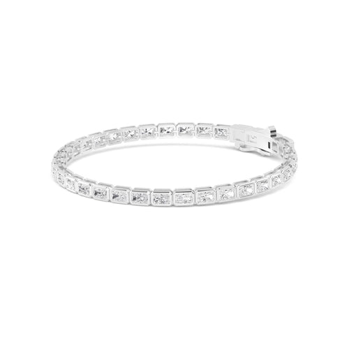 Clarissa east-west radiant bezel tennis lab grown diamond bracelet in white gold - view 5