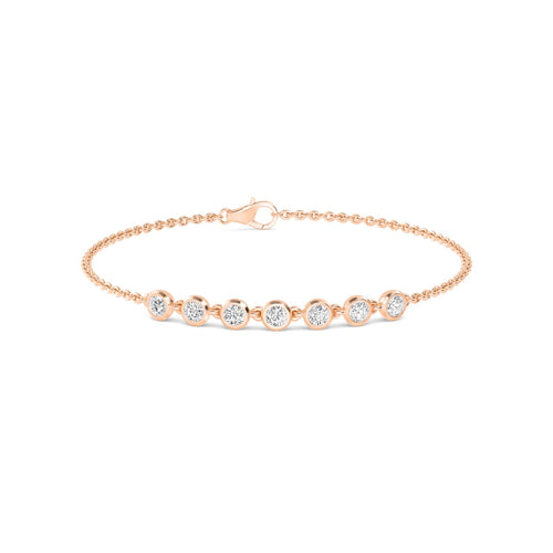 Colette mixed bezel chain lab grown diamond bracelet in rose gold - view 1