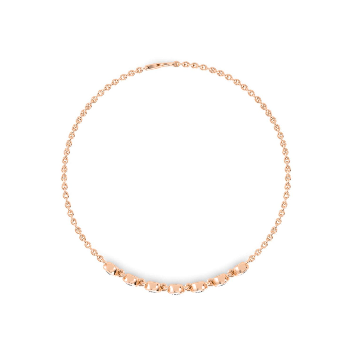 Colette mixed bezel chain lab grown diamond bracelet in rose gold - view 3