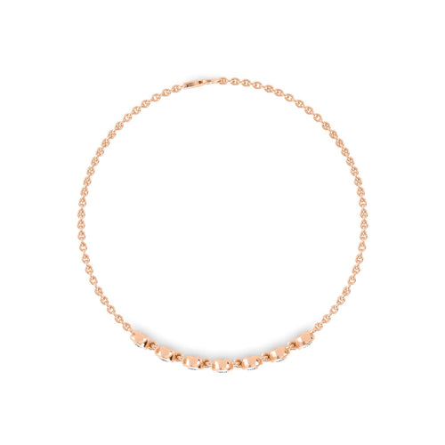 Colette mixed bezel chain lab grown diamond bracelet in rose gold - view 3