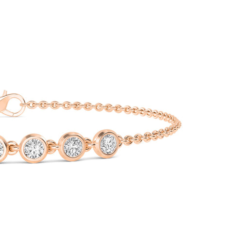 Colette mixed bezel chain lab grown diamond bracelet in rose gold - view 4