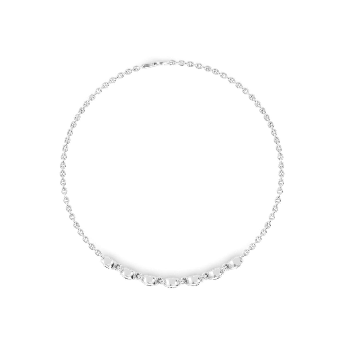 Colette mixed bezel chain lab grown diamond bracelet in white gold - view 3