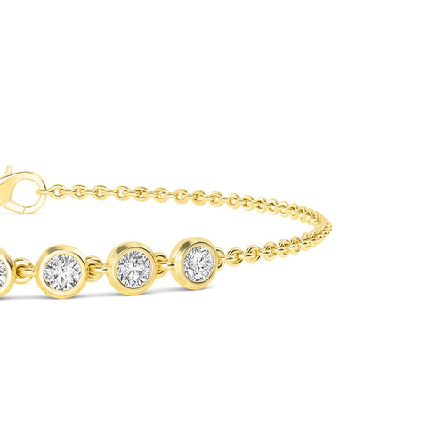Colette mixed bezel chain lab grown diamond bracelet in yellow gold - view 4