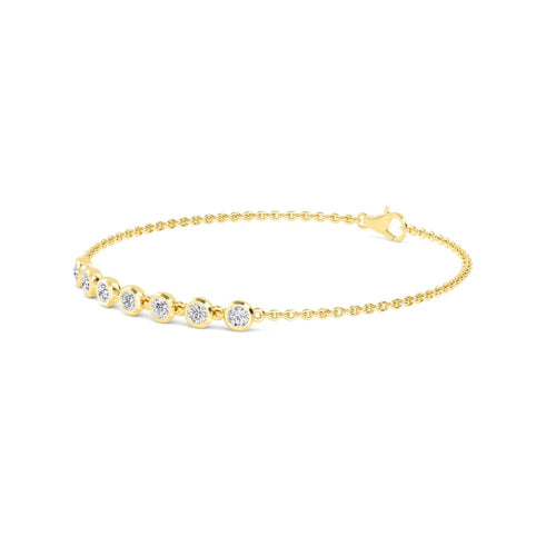 Colette mixed bezel chain lab grown diamond bracelet in yellow gold - view 5