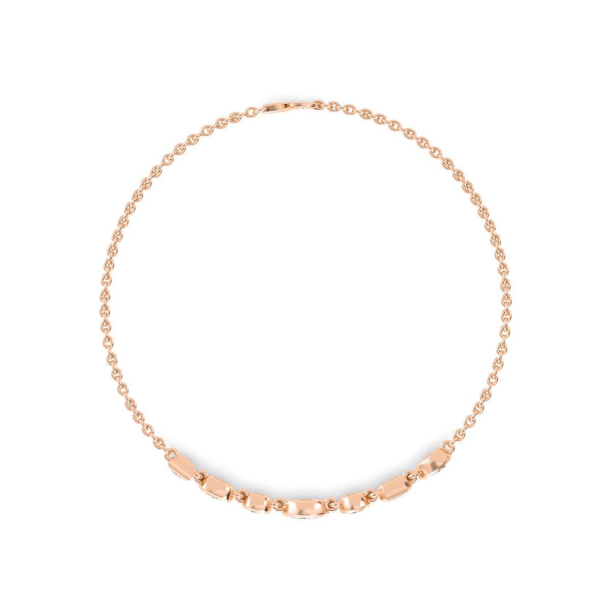 Cora mixed shape bezel chain lab grown diamond bracelet in rose gold - view 3