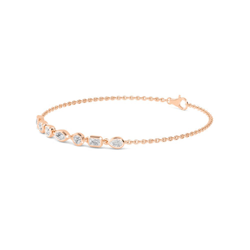 Cora mixed shape bezel chain lab grown diamond bracelet in rose gold - view 5