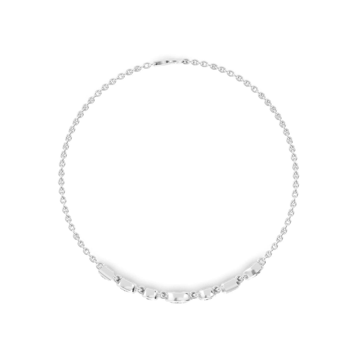 Cora mixed shape bezel chain lab grown diamond bracelet in white gold - view 3