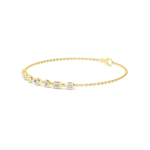 Cora mixed shape bezel chain lab grown diamond bracelet in yellow gold - view 5