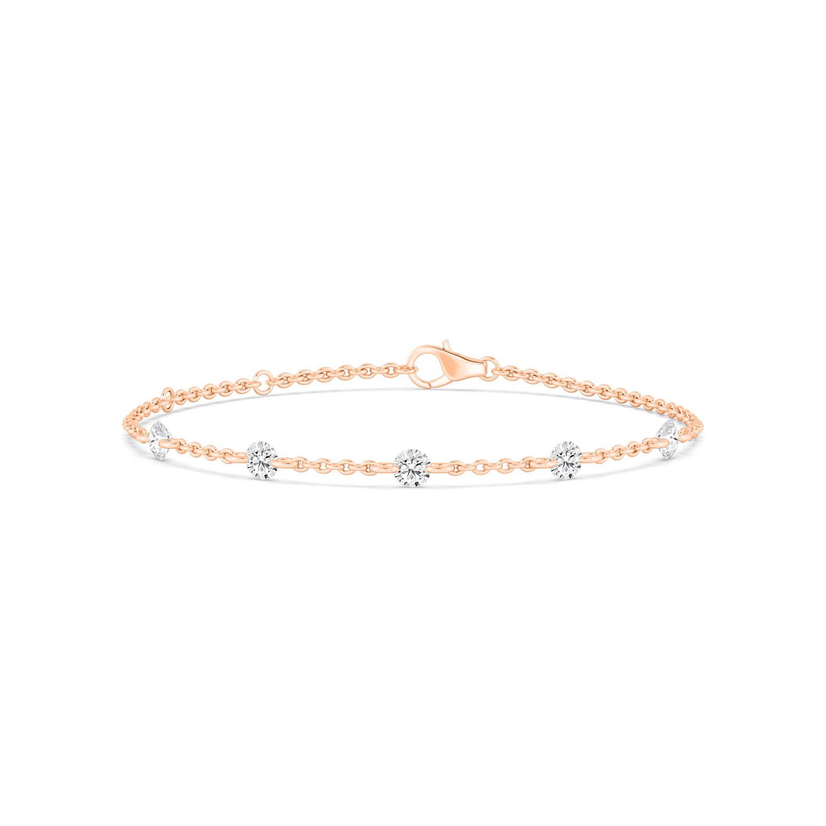 Cosima round diamond station lab grown diamond bracelet in rose gold - view 1