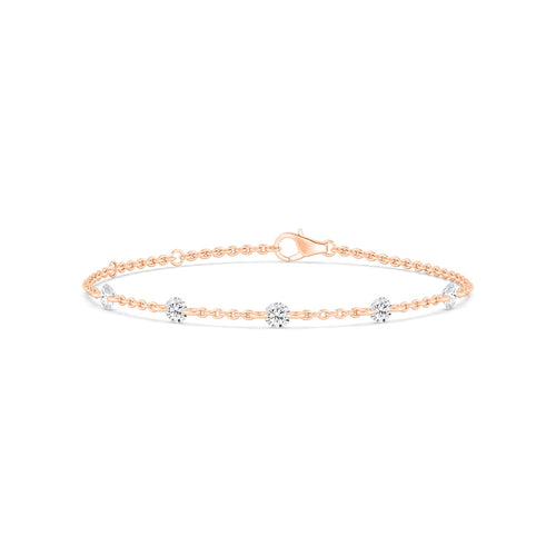 Cosima round diamond station lab grown diamond bracelet in rose gold - view 1