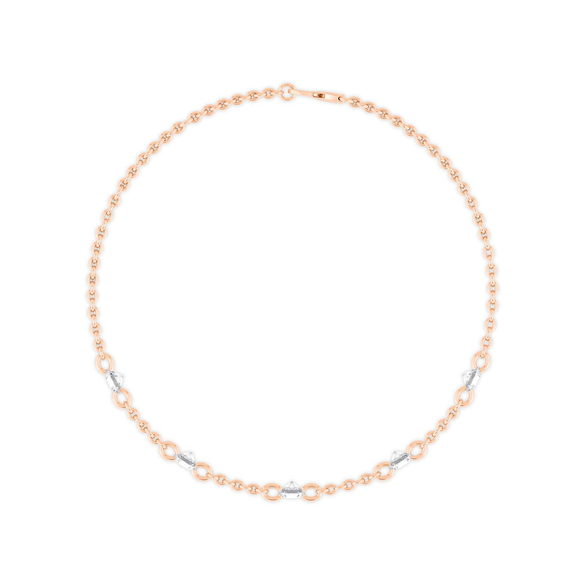Cosima round diamond station lab grown diamond bracelet in rose gold - view 3