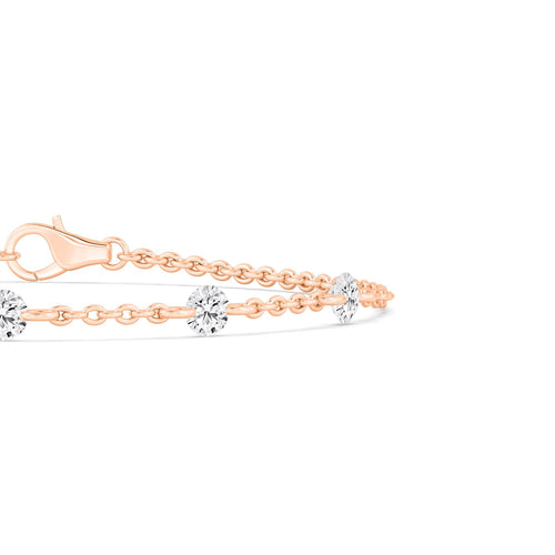 Cosima round diamond station lab grown diamond bracelet in rose gold - view 4