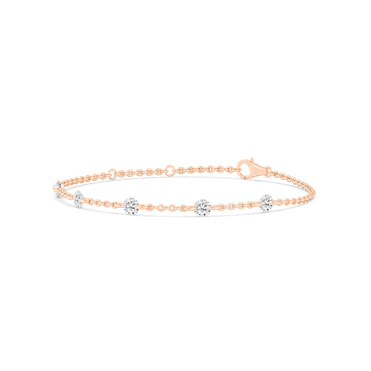 Cosima round diamond station lab grown diamond bracelet in rose gold - view 5