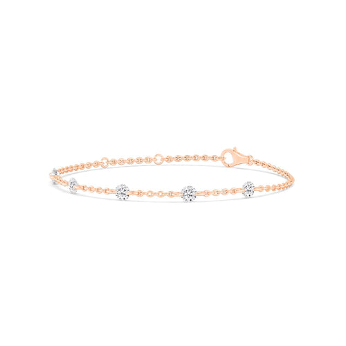Cosima round diamond station lab grown diamond bracelet in rose gold - view 5
