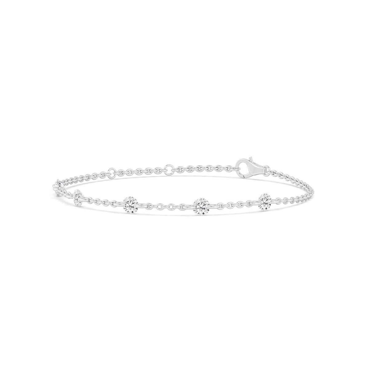 Cosima round diamond station lab grown diamond bracelet in white gold - view 5