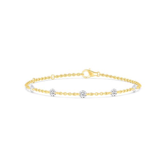 Cosima round diamond station lab grown diamond bracelet in yellow gold - view 1