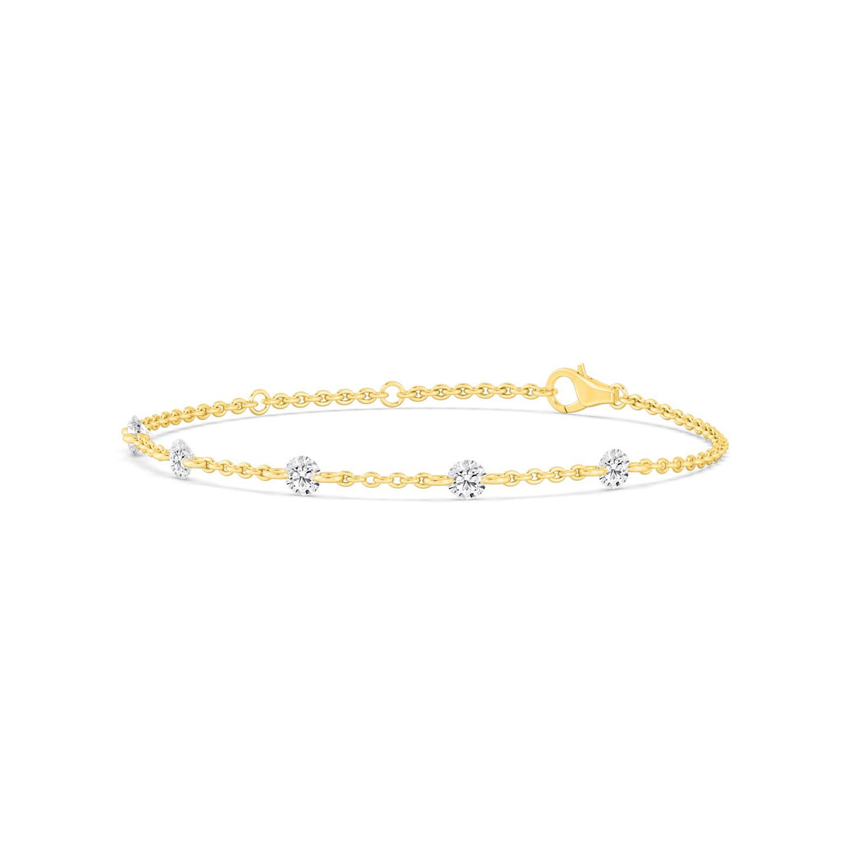 Cosima round diamond station lab grown diamond bracelet in yellow gold - view 5