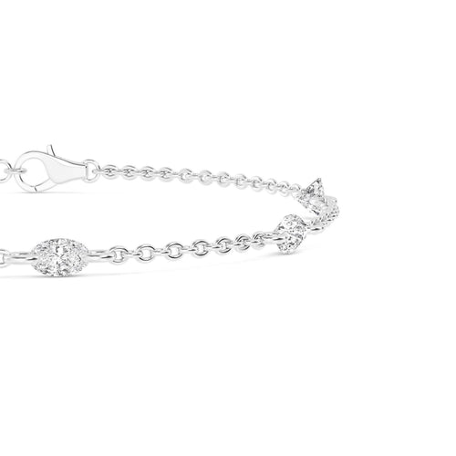Danica bezel diamond station lab grown diamond bracelet in white gold - view 4
