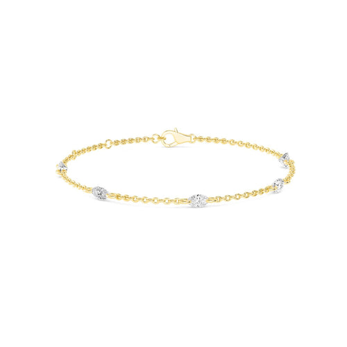Danica bezel diamond station lab grown diamond bracelet in yellow gold - view 1