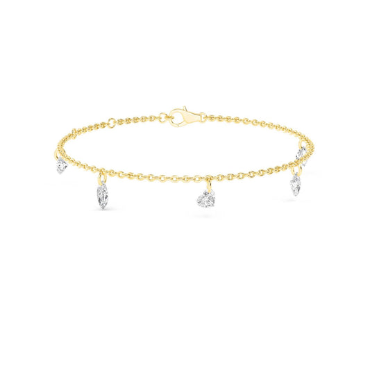 Davina diamond drop chain lab grown diamond bracelet in yellow gold - view 1