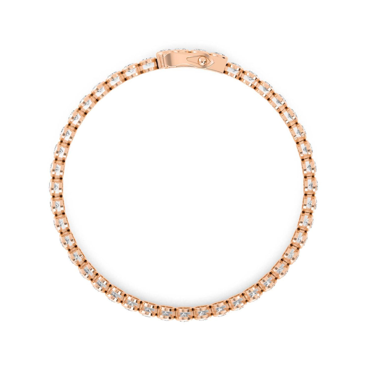 Dominique oval line tennis lab grown diamond bracelet in rose gold - view 3