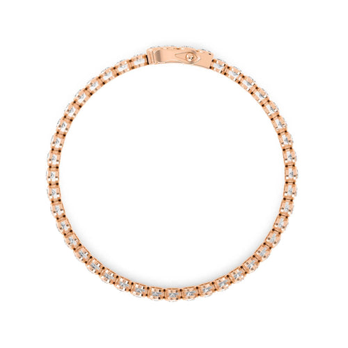 Dominique oval line tennis lab grown diamond bracelet in rose gold - view 3