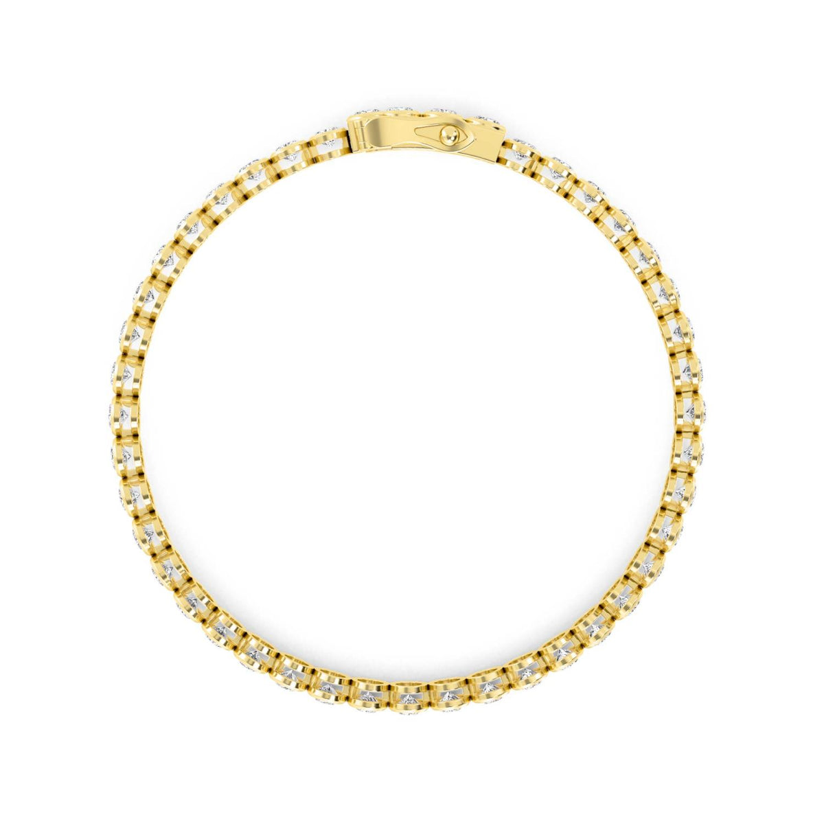 Dominique oval line tennis lab grown diamond bracelet in yellow gold - view 3