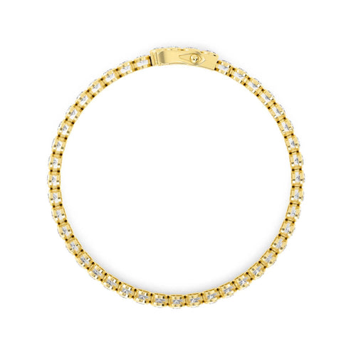 Dominique oval line tennis lab grown diamond bracelet in yellow gold - view 3