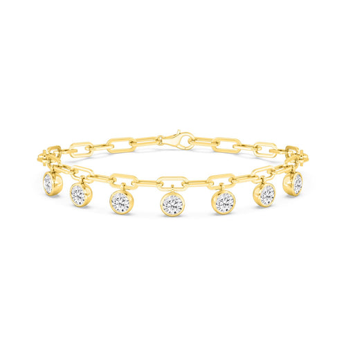 Elena diamond drop paperclip lab grown diamond bracelet in yellow gold - view 1