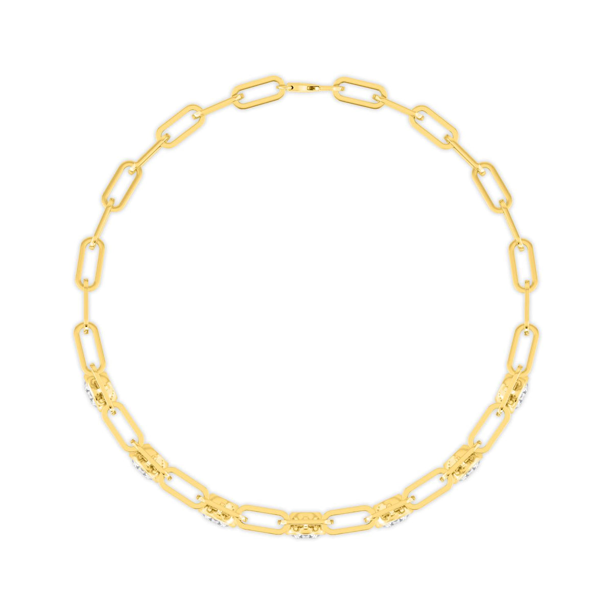 Elena diamond drop paperclip lab grown diamond bracelet in yellow gold - view 3