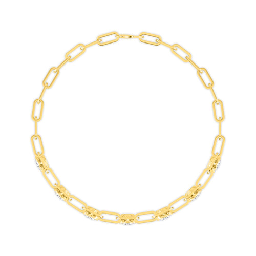Elena diamond drop paperclip lab grown diamond bracelet in yellow gold - view 3