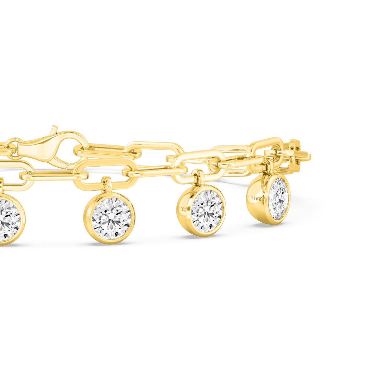Elena diamond drop paperclip lab grown diamond bracelet in yellow gold - view 4