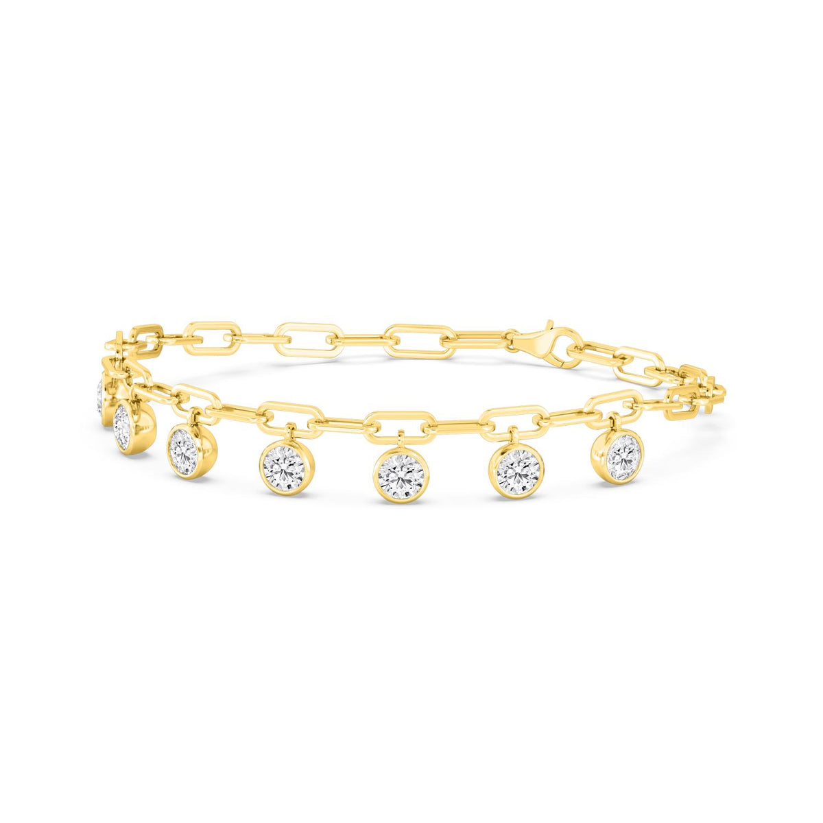 Elena diamond drop paperclip lab grown diamond bracelet in yellow gold - view 5