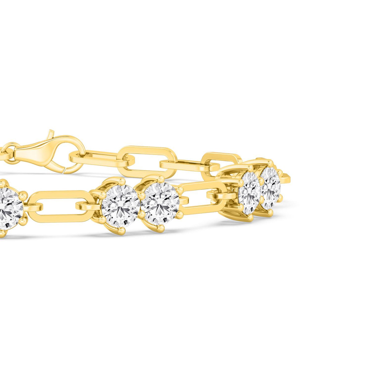 Esme round diamond paperclip lab grown diamond bracelet in yellow gold - view 4