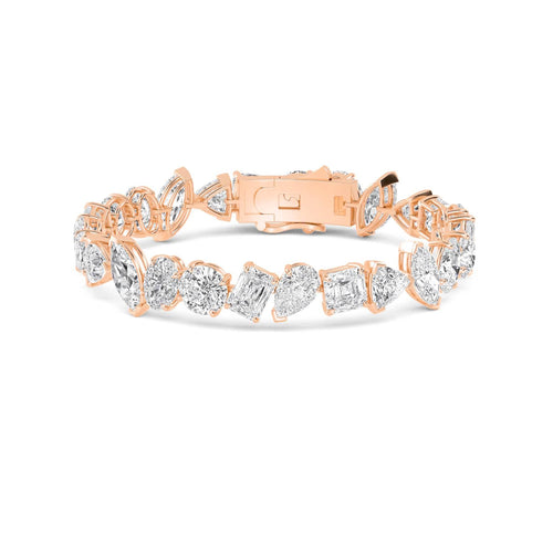 Felicity round halo statement lab grown diamond bracelet in rose gold - view 1