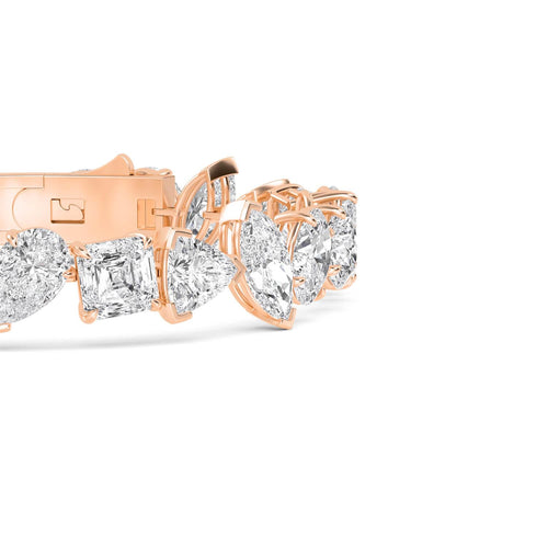 Felicity round halo statement lab grown diamond bracelet in rose gold - view 4