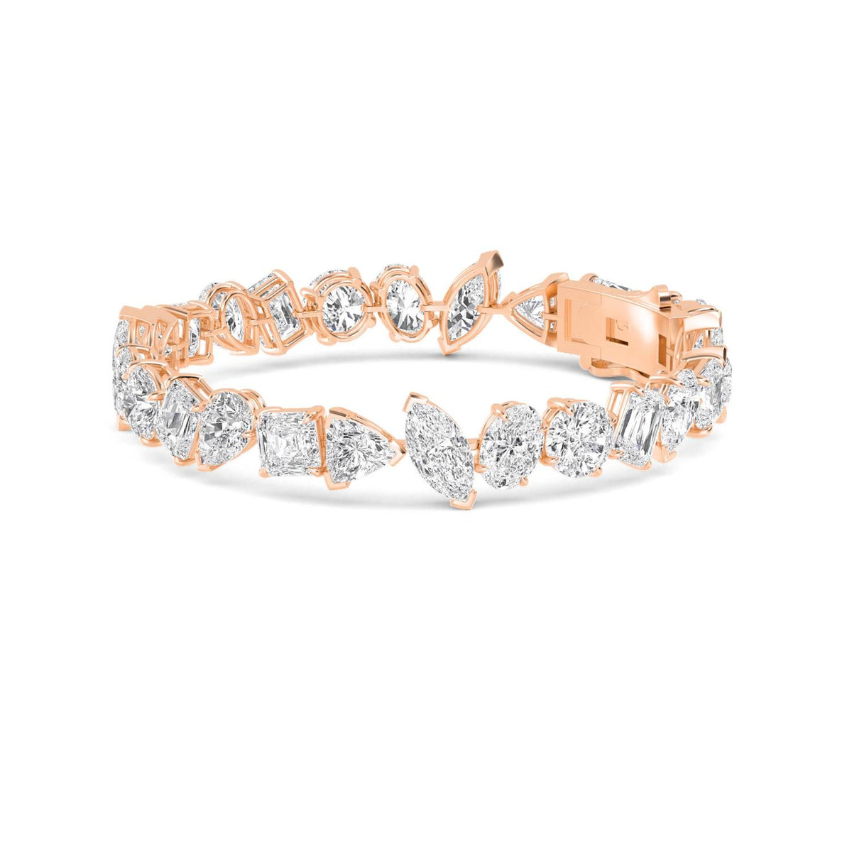 Felicity round halo statement lab grown diamond bracelet in rose gold - view 5