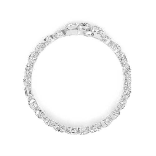 Felicity round halo statement lab grown diamond bracelet in white gold - view 3